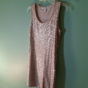 Beige Forever Young Sequin Mini Dress